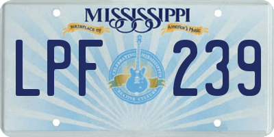 MS license plate LPF239
