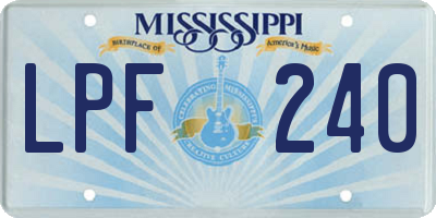MS license plate LPF240