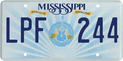 MS license plate LPF244
