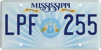 MS license plate LPF255