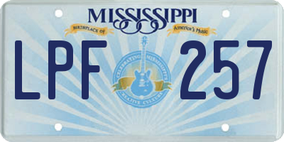 MS license plate LPF257