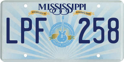 MS license plate LPF258