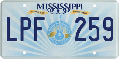 MS license plate LPF259