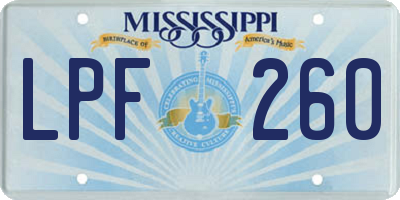 MS license plate LPF260