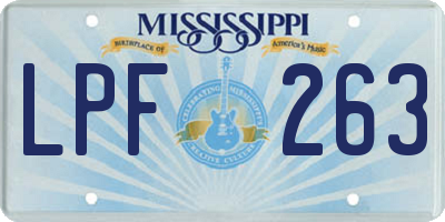 MS license plate LPF263