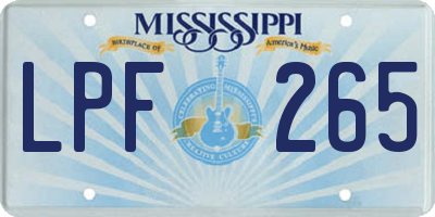MS license plate LPF265