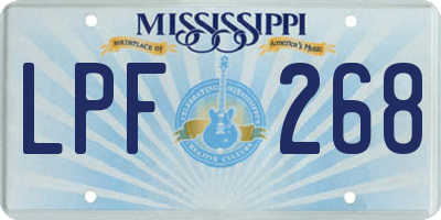 MS license plate LPF268