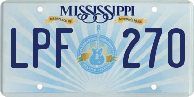 MS license plate LPF270