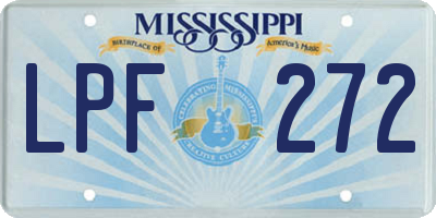MS license plate LPF272
