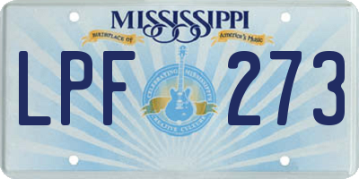 MS license plate LPF273