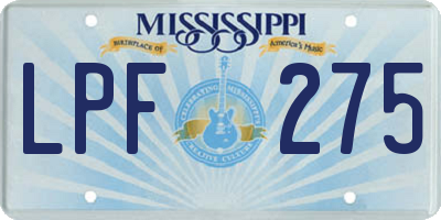 MS license plate LPF275