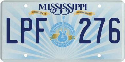 MS license plate LPF276