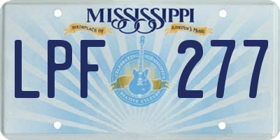 MS license plate LPF277