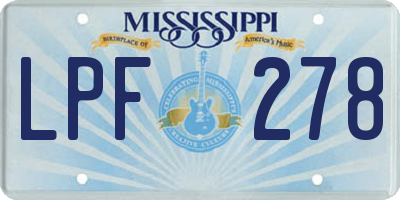 MS license plate LPF278