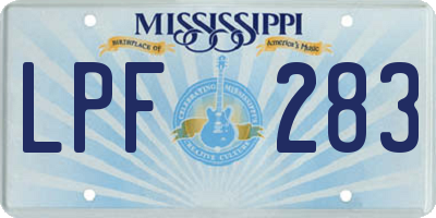 MS license plate LPF283