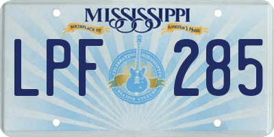 MS license plate LPF285