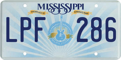 MS license plate LPF286