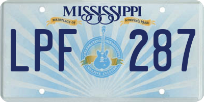 MS license plate LPF287