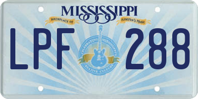 MS license plate LPF288