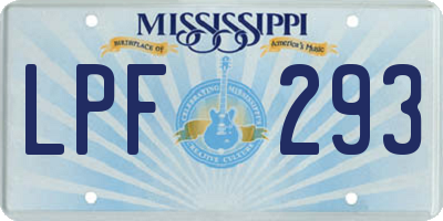 MS license plate LPF293