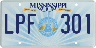 MS license plate LPF301