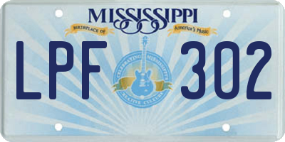 MS license plate LPF302