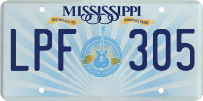 MS license plate LPF305