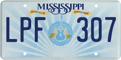 MS license plate LPF307