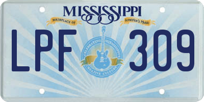 MS license plate LPF309