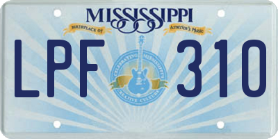 MS license plate LPF310