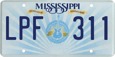 MS license plate LPF311
