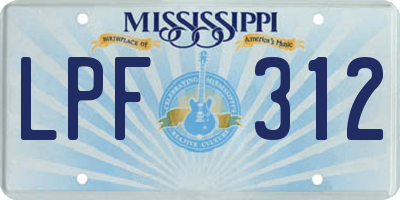 MS license plate LPF312