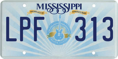 MS license plate LPF313
