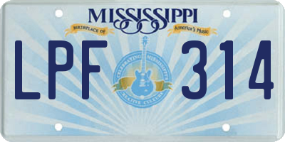 MS license plate LPF314