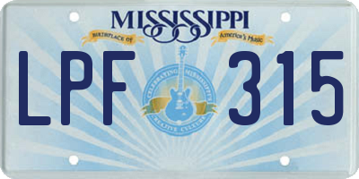 MS license plate LPF315