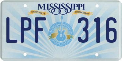 MS license plate LPF316