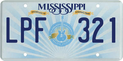 MS license plate LPF321