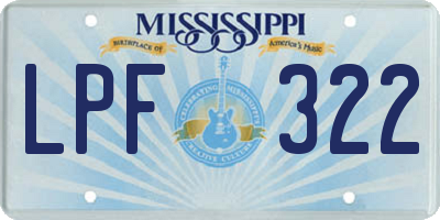 MS license plate LPF322