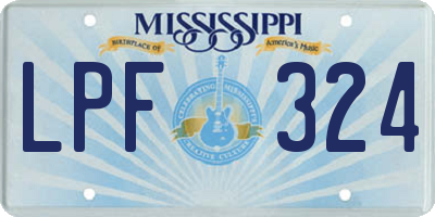 MS license plate LPF324