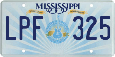 MS license plate LPF325