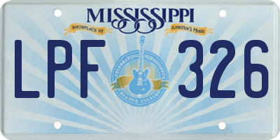MS license plate LPF326