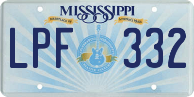 MS license plate LPF332
