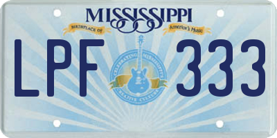 MS license plate LPF333