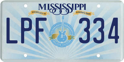 MS license plate LPF334