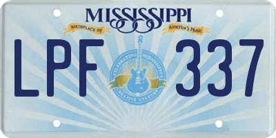 MS license plate LPF337