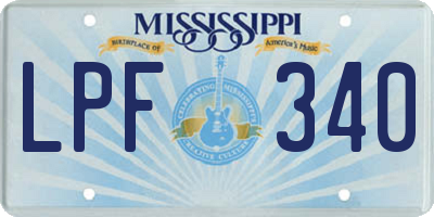 MS license plate LPF340