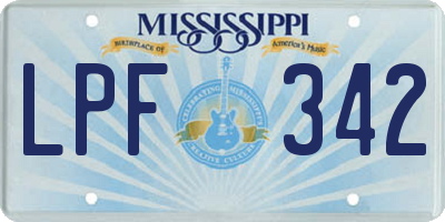 MS license plate LPF342
