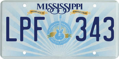 MS license plate LPF343