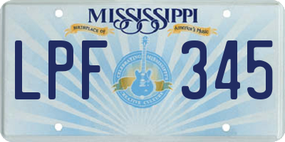 MS license plate LPF345