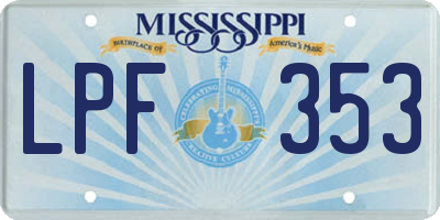 MS license plate LPF353